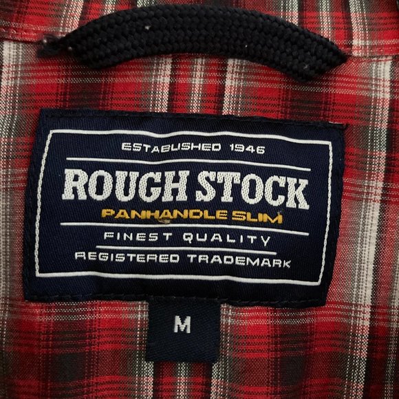 Red Plaid Rough Stock Western Shirt with Pearl Snap Buttons - Picture 4 of 6